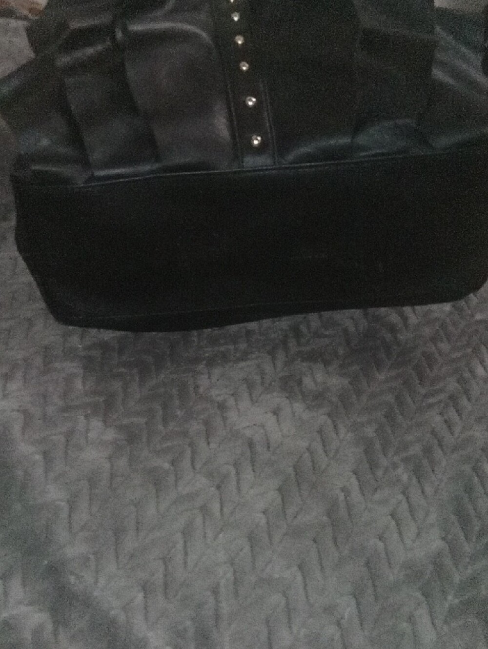 Black Ruffle Tote Bag with Stud Accent - Picture 3 of 6